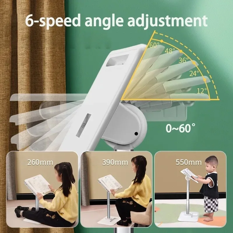 Eary Book Stand For Reading With Kids LED Light Adjustable Height Multifunctional Desktop Laptop Holder With Elastic Paper Clips