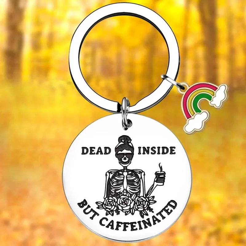 

Funny Skull Coffee Keychain Office Gifts Key Chain Pendant Jewelry Best Friend Coworker Christmas Birthday Valentines Day Gifts
