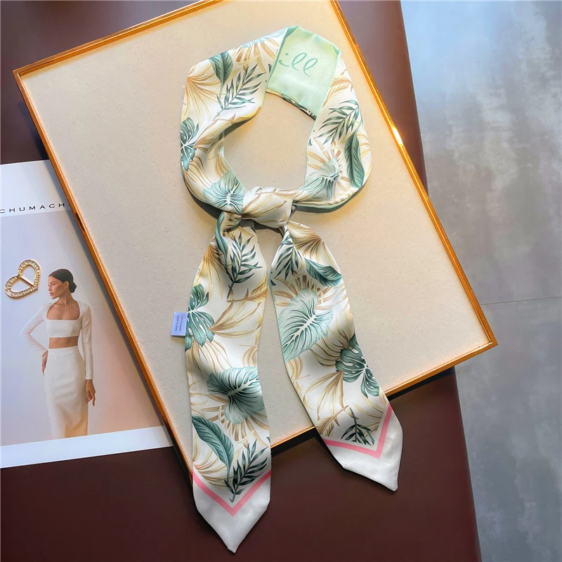 Print Silk Long Hairband Ribbon for Women Girls Bandana Neck Tie Headband Bag Scarf/scarves Popular Belt Hair Accessories 2021 head scarves Hair Accessories