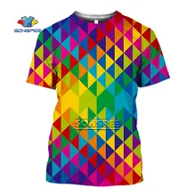 

SONSPEE Geometric 3D Color Printing International 2022 New T-Shirt 90s Men's Summer Street Fashion Personality T Shirt Trend Top