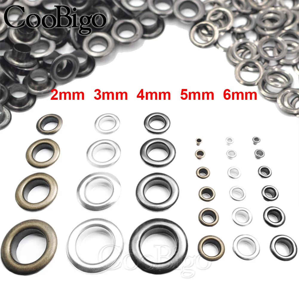 Metal Eyelets Grommets with Washer 500sets Leather Craft Shoes Belt Clothes Scrapbooking Bag Tag DIY Accessories Dia. 2mm-6mm eyelet grommet ring eyelet grommet ring kit grommet eyelet kit