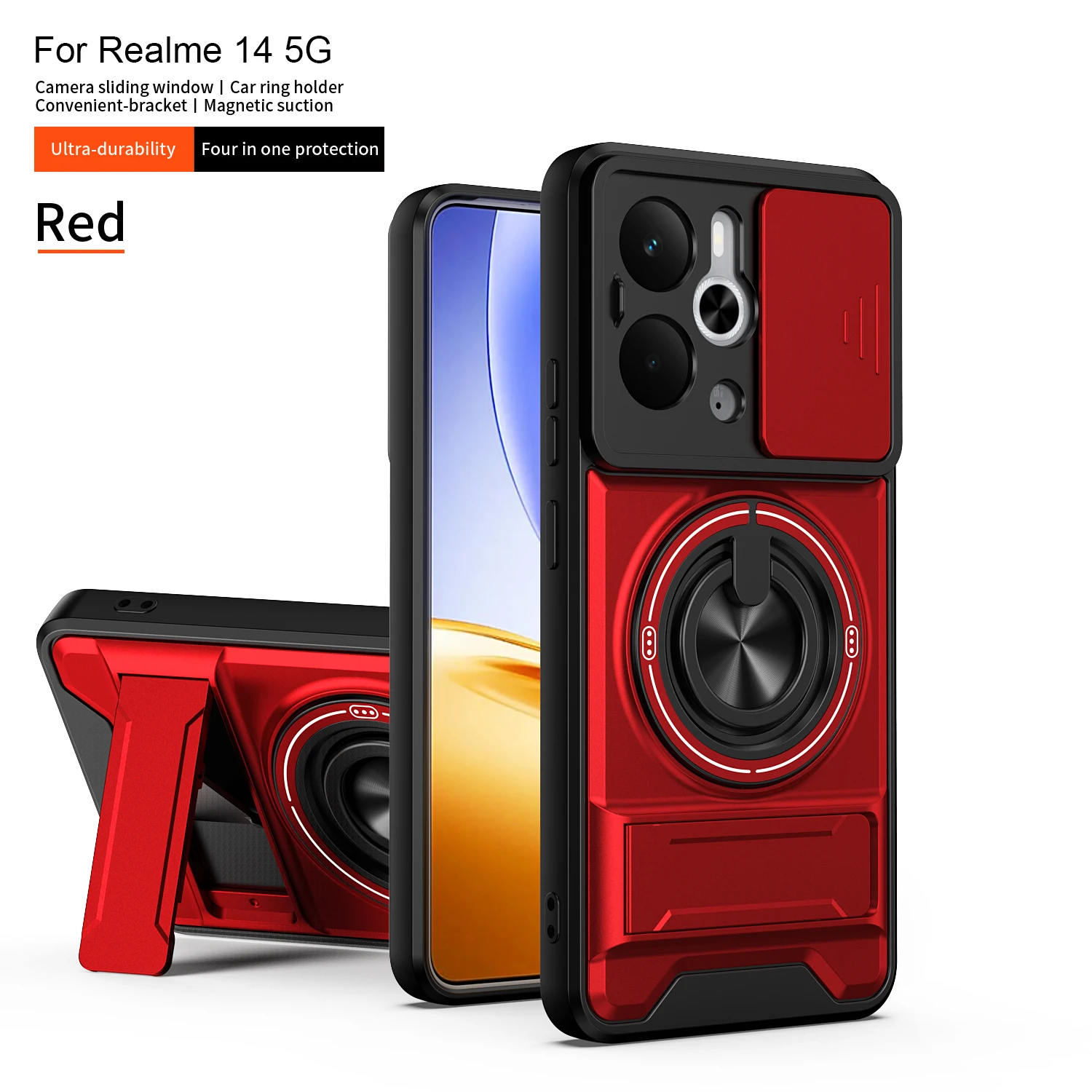 Enhanced Protective Magnetic Armor Phone Case with Foldable Holder and Camera Protection
