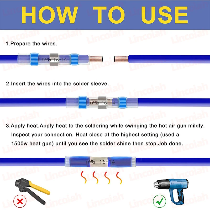 1000-Piece Solder Seal Heat Shrink Butt Connectors - Waterproof Wire Terminals