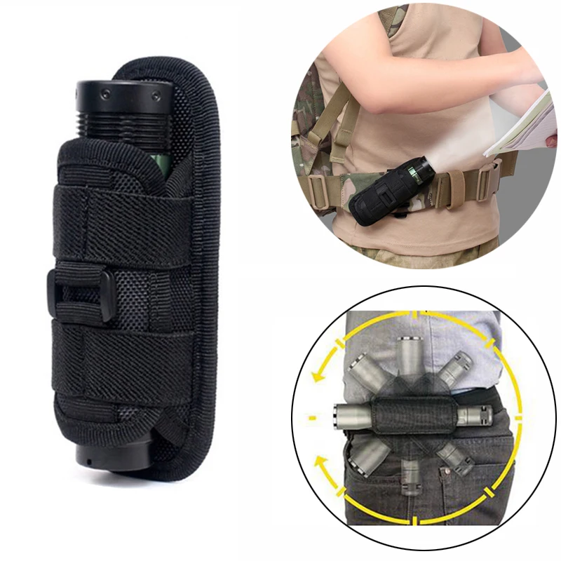 Tactical Nylon Case for Flashlight Belt Holster Holder For Duty Belt Hunting Flashlight Pouch 360 Degree Soft Pouch Pocket