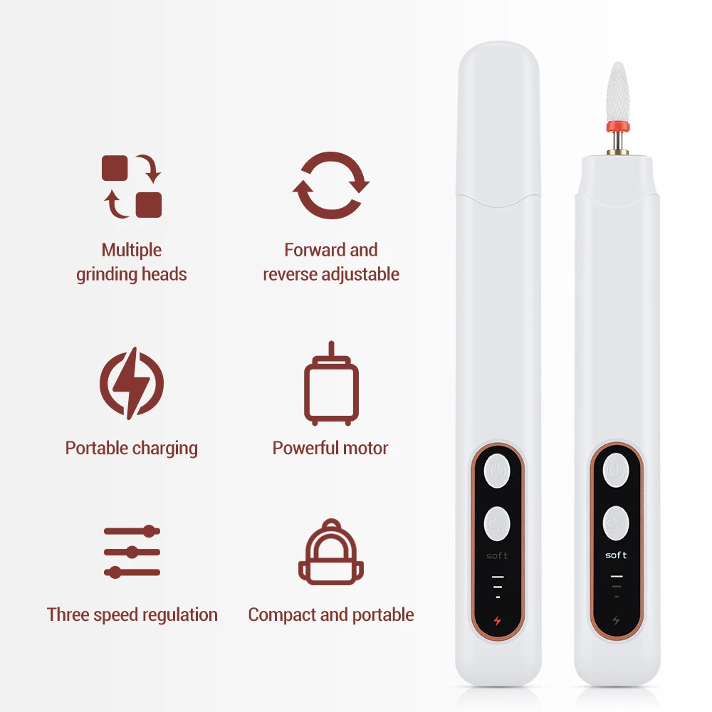 Professional Cordless Electric Nail Drill Machine for Nail Repair Designed Gel Removing for Salons Tools electric nail drill electric nail grinder