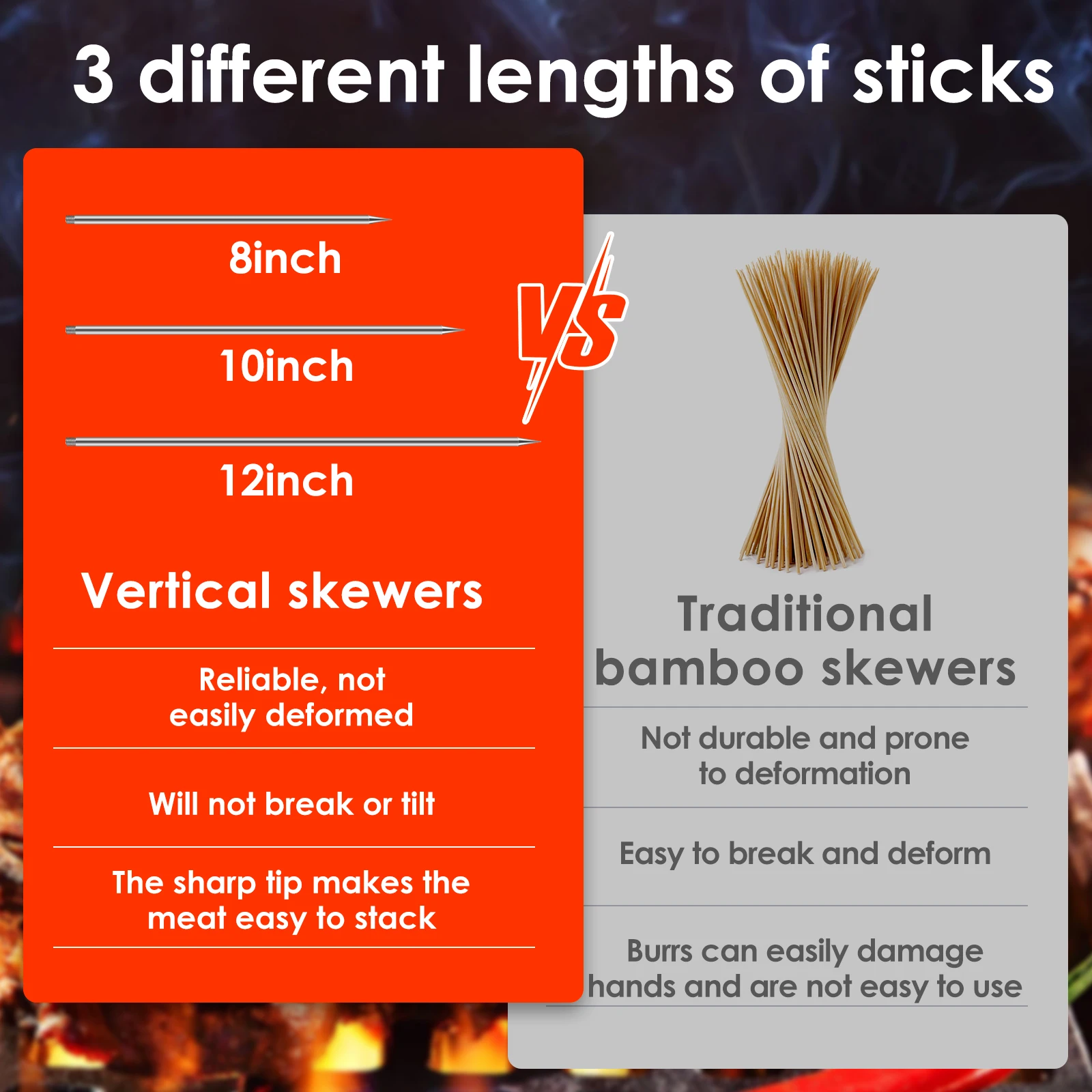 BBQ Vertical Skewer Stainless Steel Vertical Barbecue Stand Barbecue Rack Skewer Grill for Kebabs Roast Chicken Picnic