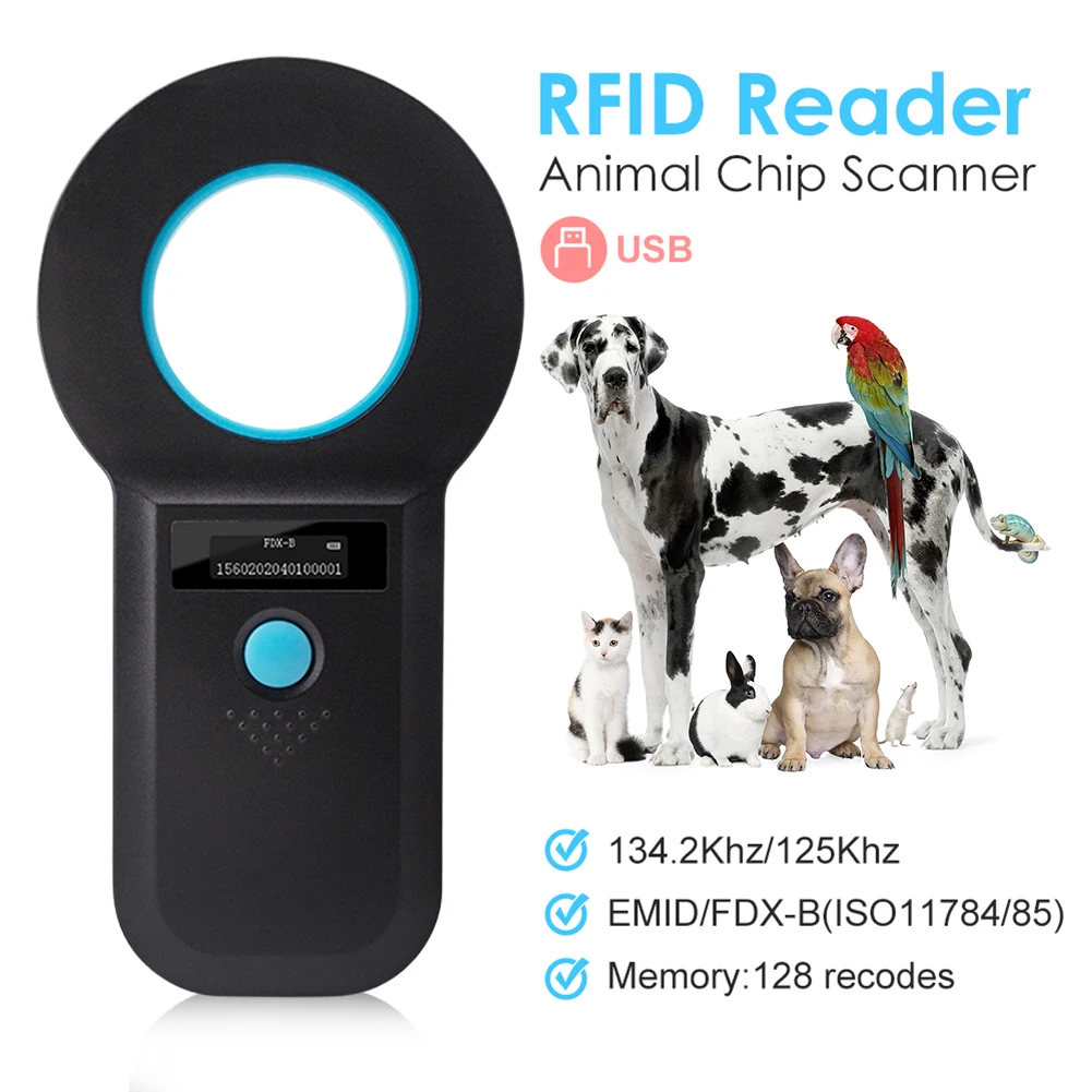 

Ручной RFID-сканер для чтения микрочипов домашних животных (ISO11784/85)