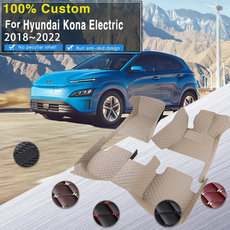 

Car Mats Floor For Hyundai Kona Electric OS 2018 2019 2020 2021 2022 Anti Dirt Protective Carpets Leather Mats Car Accessoriess