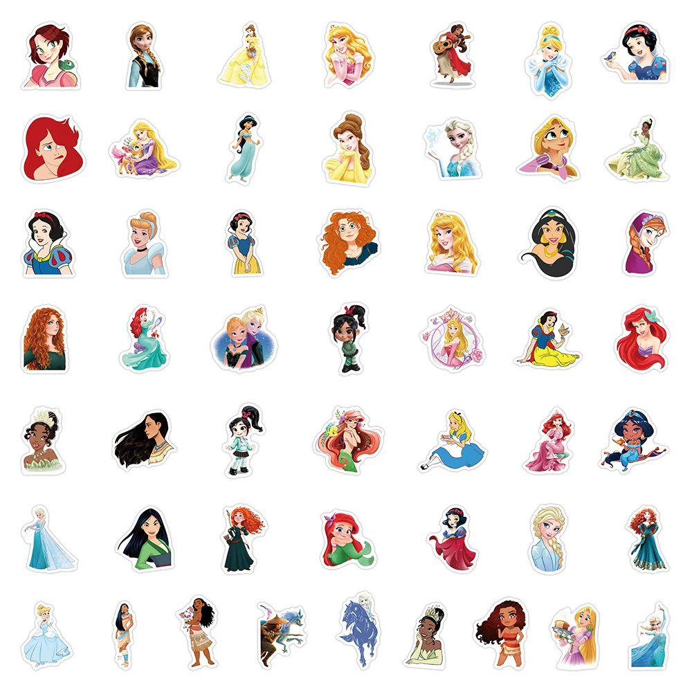 10/30/50pcs Cartoon Disney Cute Princess Stickers Aesthetic Decal