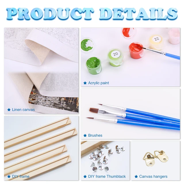 Gatyztoire – Kit de peinture par numéros pour rebord de fenêtre, fournitures d'art, marqueurs de couleur à l'huile, cadre photo, aquarelle, décoration de la maison 4