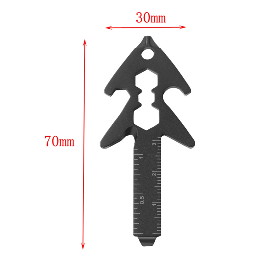 Lightweight Pocket Multi Tool Stainless Steel with Hex Wrench Bottle Opener Screwdrivers Ruler and Rope Cutter