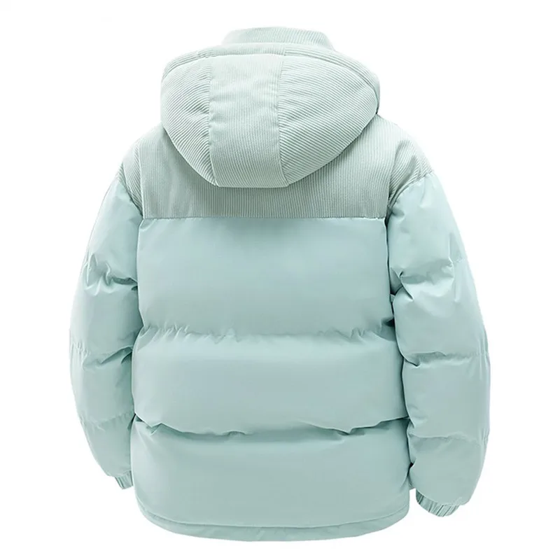 Winter Men's Parkas Fashion Patchwork Corduroy Hooded Outerwear Coats