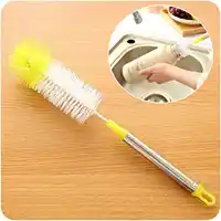 Curved Round Head Stainless Steel Handle Bottle Cleaning Brush 360 Degree Cleaning Cup Brush Color random