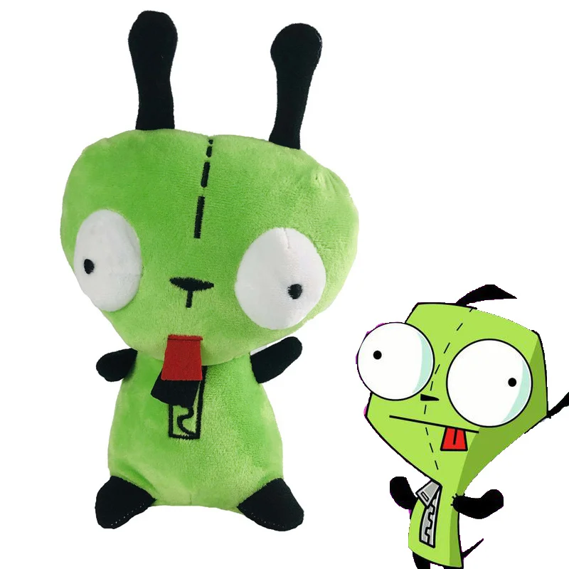 Green Invader ZIM GIR Dog Plush Toy 3D Bulging Eyes Alien Plushie Figure Stuffed Animal Soft Doll Gift for Kid Children Birthday