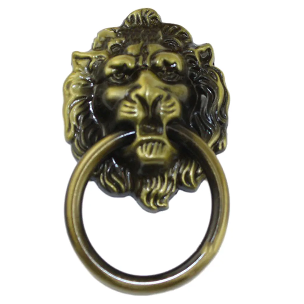 Vintage Door Handle Lion Head Cabinet Knobs Zinc Alloy Antique Cupboard Wardrobe Drawer Pull Furniture Hardware