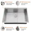 30x19 INCH Handmade 304 Stainless Steel Single Bowl Undermount Kitchen Sink Durable 16 Gauge Stainless Steel Construction 4