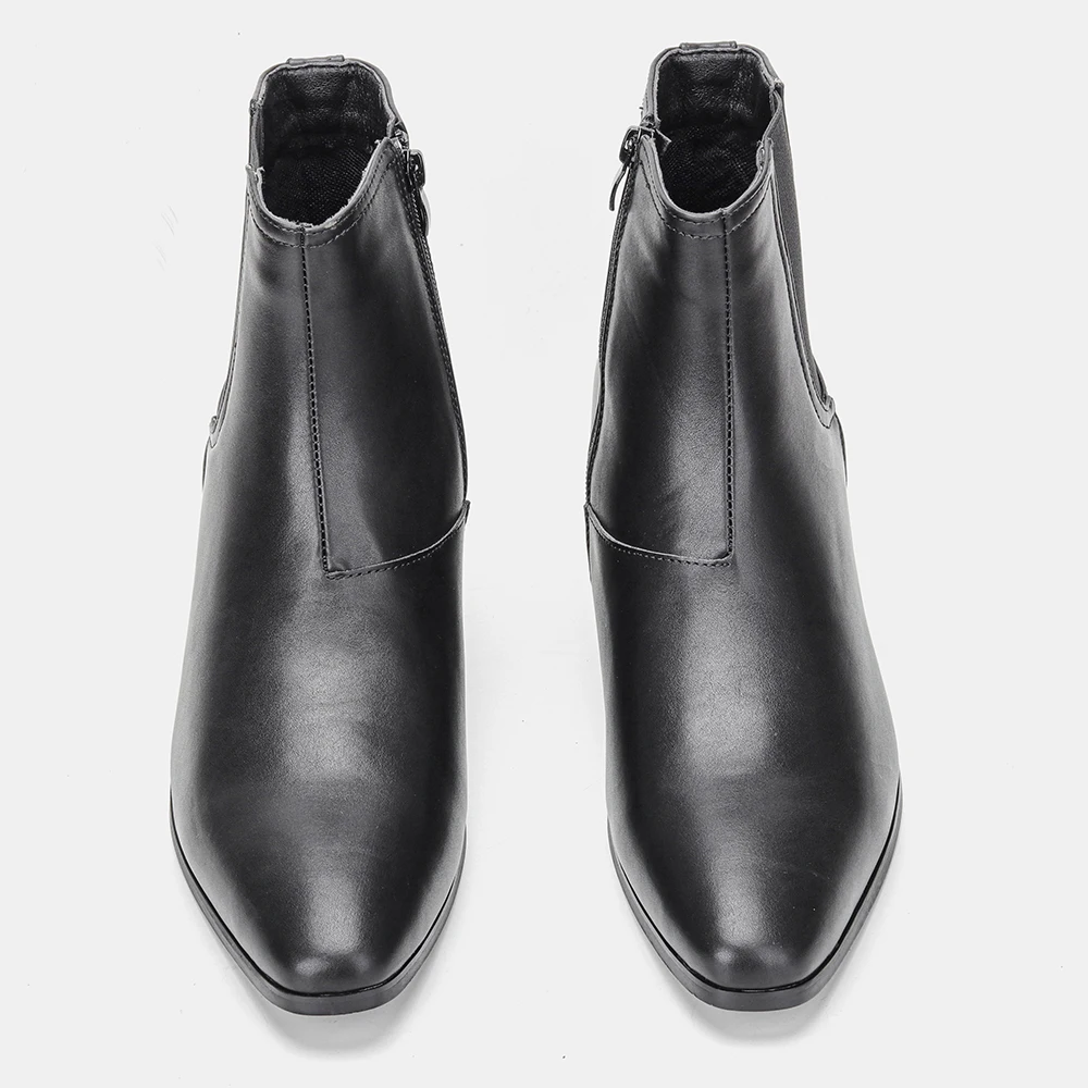 Men High Heels Boots Leather ankle boots Party/Wedding Boots For Men training boots