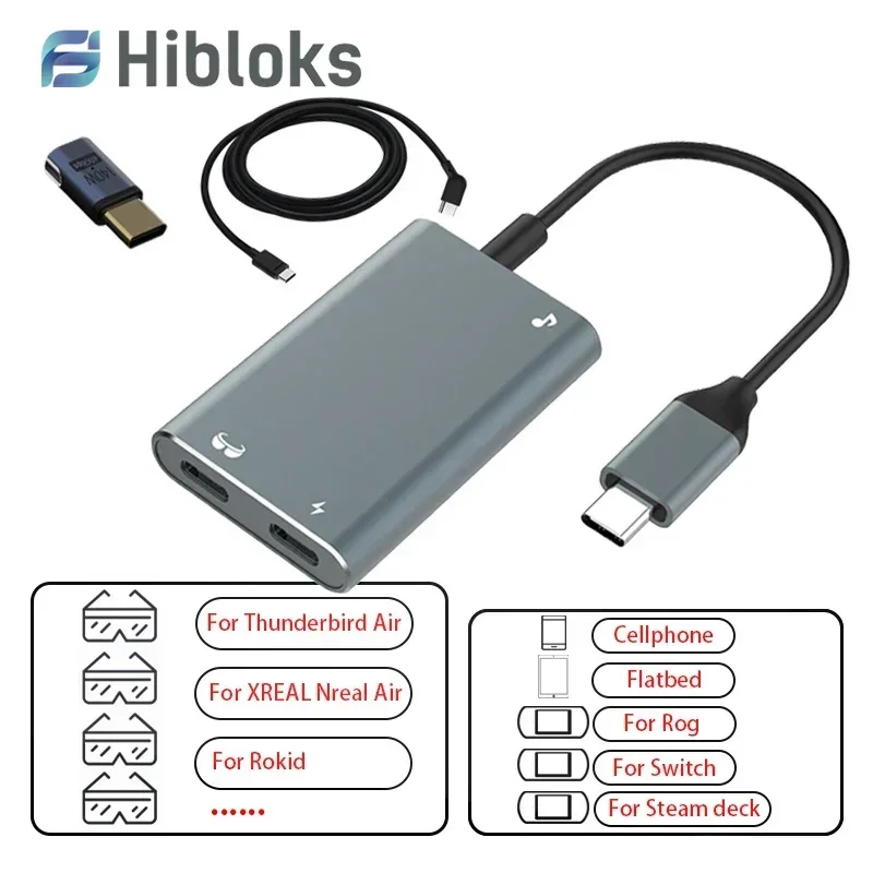 Cavo Dati Del Modulo Di Ricarica Della Trasmissione Hibloks Ar Per Xreal Air/Rokid/Thunderbird Air Smart Glasses Per Switch /Steam Deck/Rog