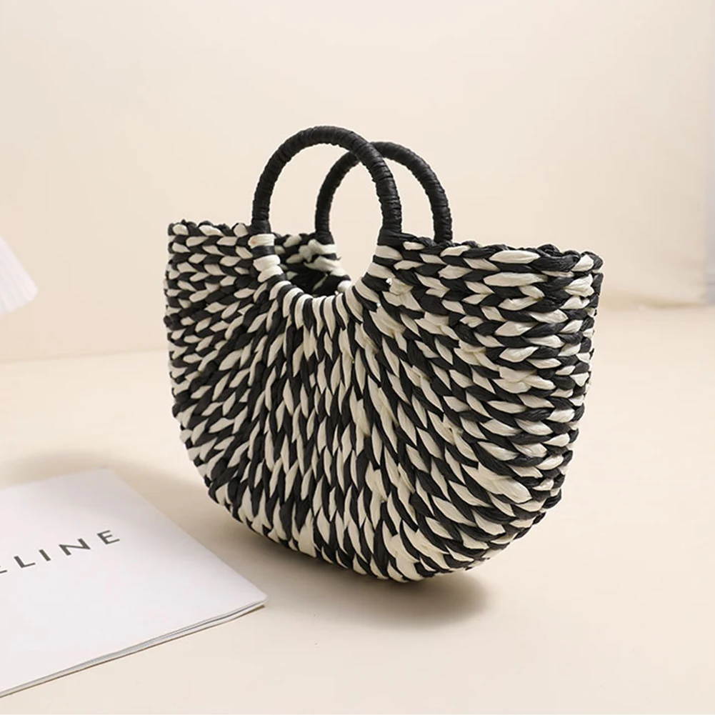 Women Hand Woven Paper Rope Summer Tote Bag