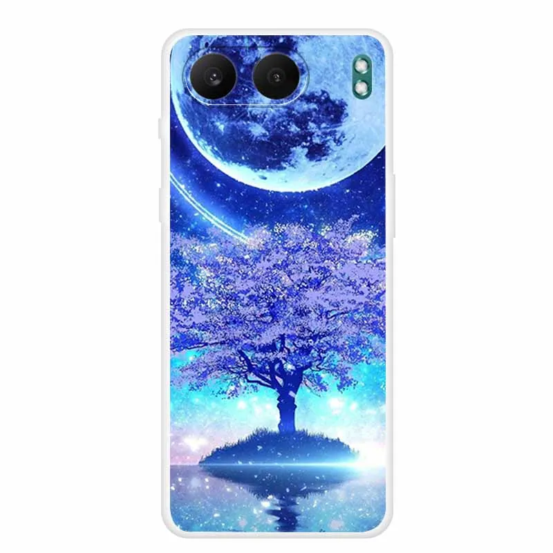 Clear Silicone Case with Landscape Flower Design - Soft TPU Back Cover