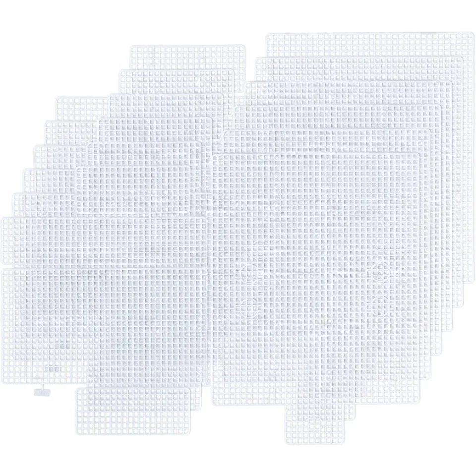 NBEADS 6 Pcs DIY Plastic Mesh Canvas Sheets - 13x14 Inch For Crochet Bag Making & Needlepoint