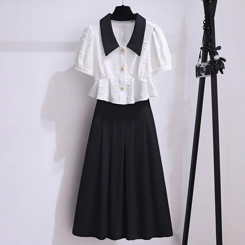 Large Size Women's Clothing Western Style Slimming Two-piece Set, 2024 New Summer Slimming and Age Reducing Two-piece Set