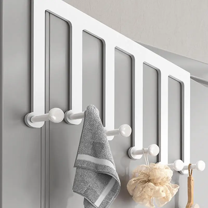 

Over The Door Hooks Bathroom Organizer Towel Rack Punch Free Space Saving 6 Hooks Heavy Duty Rack Hold Up To 22Lbs For Bags
