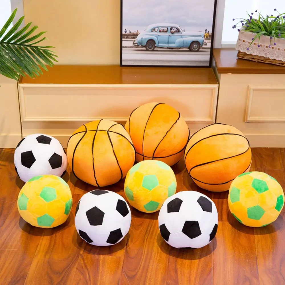 Gift Throw Pillow Nap Pillow Home Decor Football Stuffed Toys Basketball Plush Toys Simulation Ball Plush Pillow Sofa Cushion