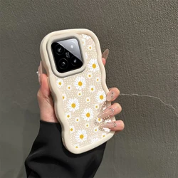 White Daisy Wavy Silicone Phone Case - Xiaomi 14Pro (White)