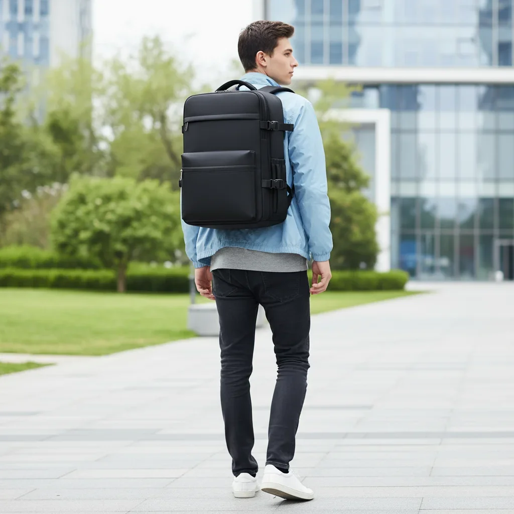 حقيبة ظهر مفرغة ذات سعة كبيرة وقابلة للتوسيع للرجا...