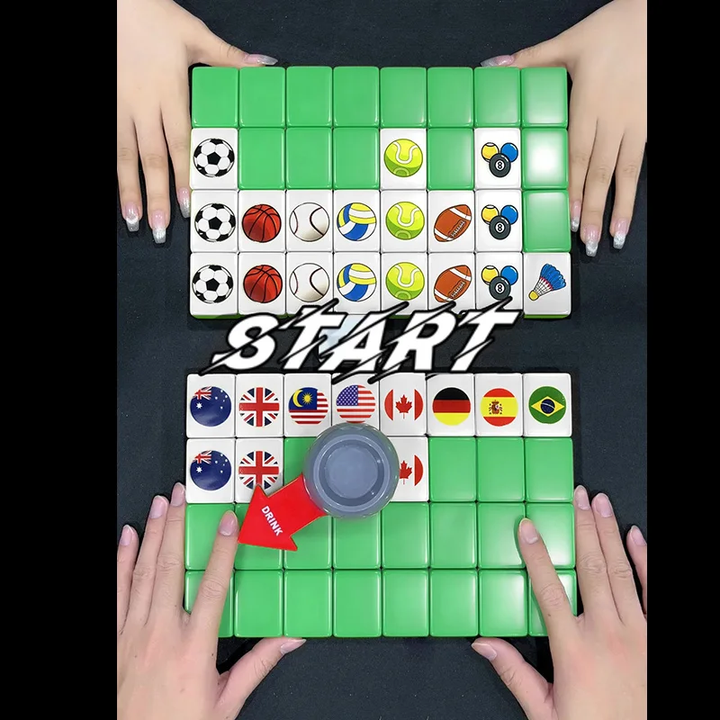 64 Blocks Tiktok Seaside Escape Mahjong Tile Game with Pattern of Flag Ball 1/2 Players Funny Parent Child Party Game Toy Gift ﻿ 3