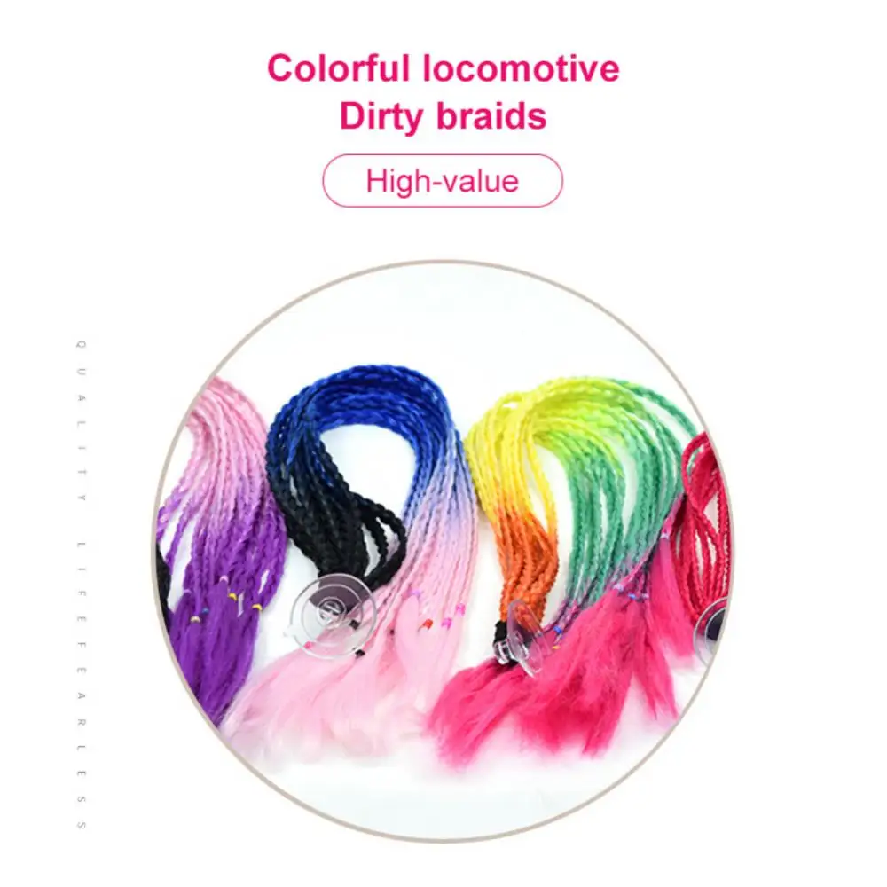 

Womens Mens Helmet Braids Motorcycle Ponytail Dirty Gradient Ramp Hair Punk Biker Helmet Decoration 55cm