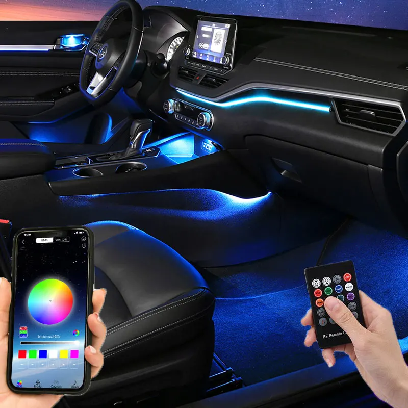 RBG64ColorCarAmbientLightsInteriorAcrylicStripLightGuideFiber