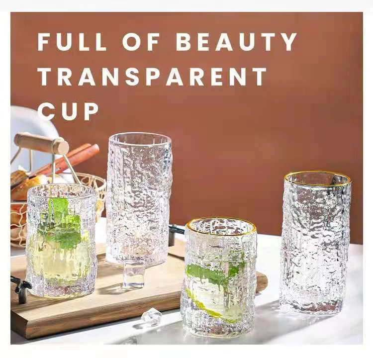 Ice Texture Gold Trimmed Crystal Drink Glass 300 &Amp; 400Ml