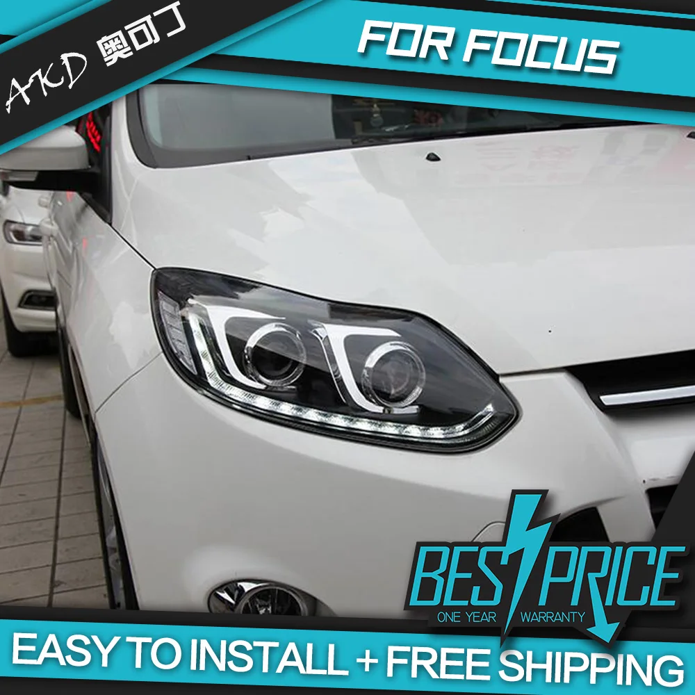 

AKD Cars Styling Headlight for Ford Focus 2012-2014 LED Running Lights Bi-Xenon Beam Fog Lights Angel Eyes Auto Level