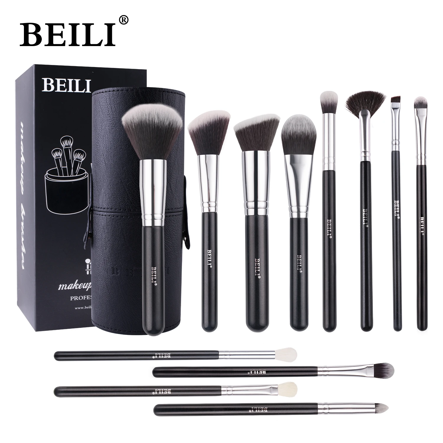 Beili Advanced Makeup Brushes 12 Pezzi Con Supporto Sintetico Kabuki Foundation Contour Blush Concealer Set Di Pennelli Per Trucco Integrale