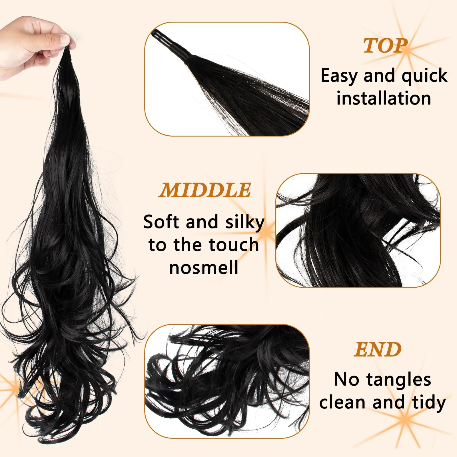 Synthetic Wavy Ponytail Hair Extensions for Women