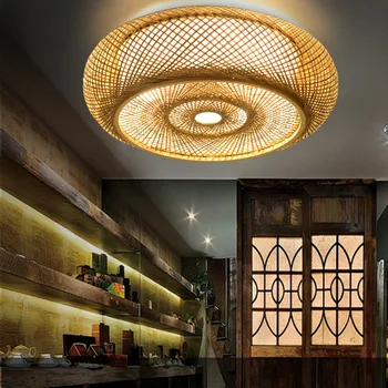 Wabi Sabi Hanging Lamp  Rattan Wicker LED Pendant Lamp Shade Restaurant Home Room Decorative Art Suspended Bamboo Chandelier 1