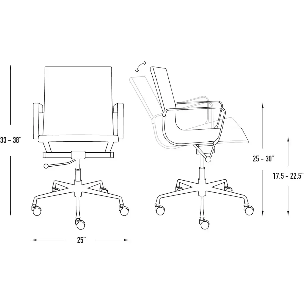 "ergonomic mid-back swivel office chair with ribbed design and faux leather upholstery"