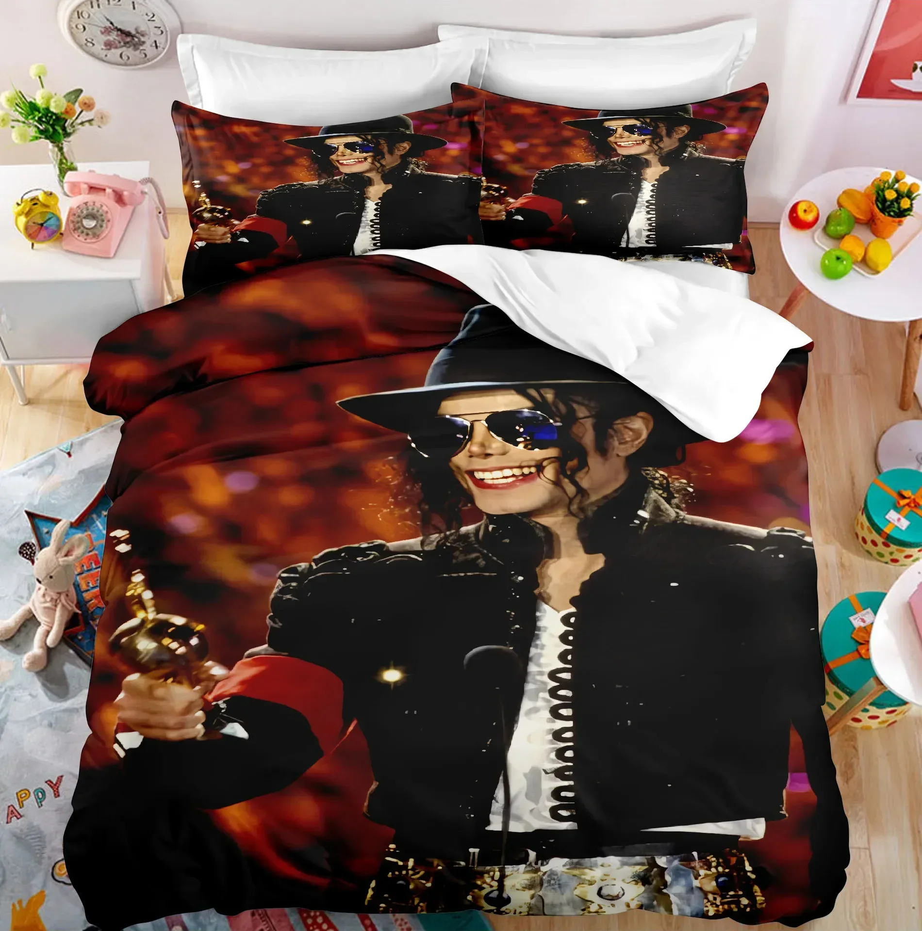 Michael Jackson Bedding Set Single Twin Full King Size Musical Genius Bed Linen Adults Teens Bedroom 200x200cm Duvet Cover Set