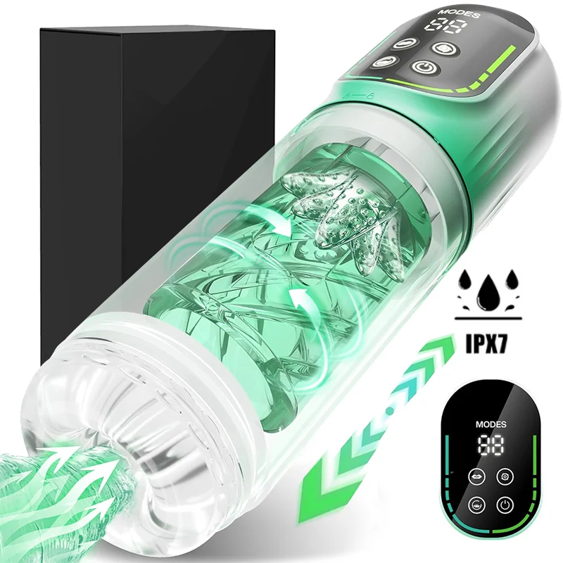 Male Automatic Masturbator Cup Penis Pump 7 Thrusting Rotating Vibrating Sucking Licking Modes Pussy Blowjob Sex Toys For Men