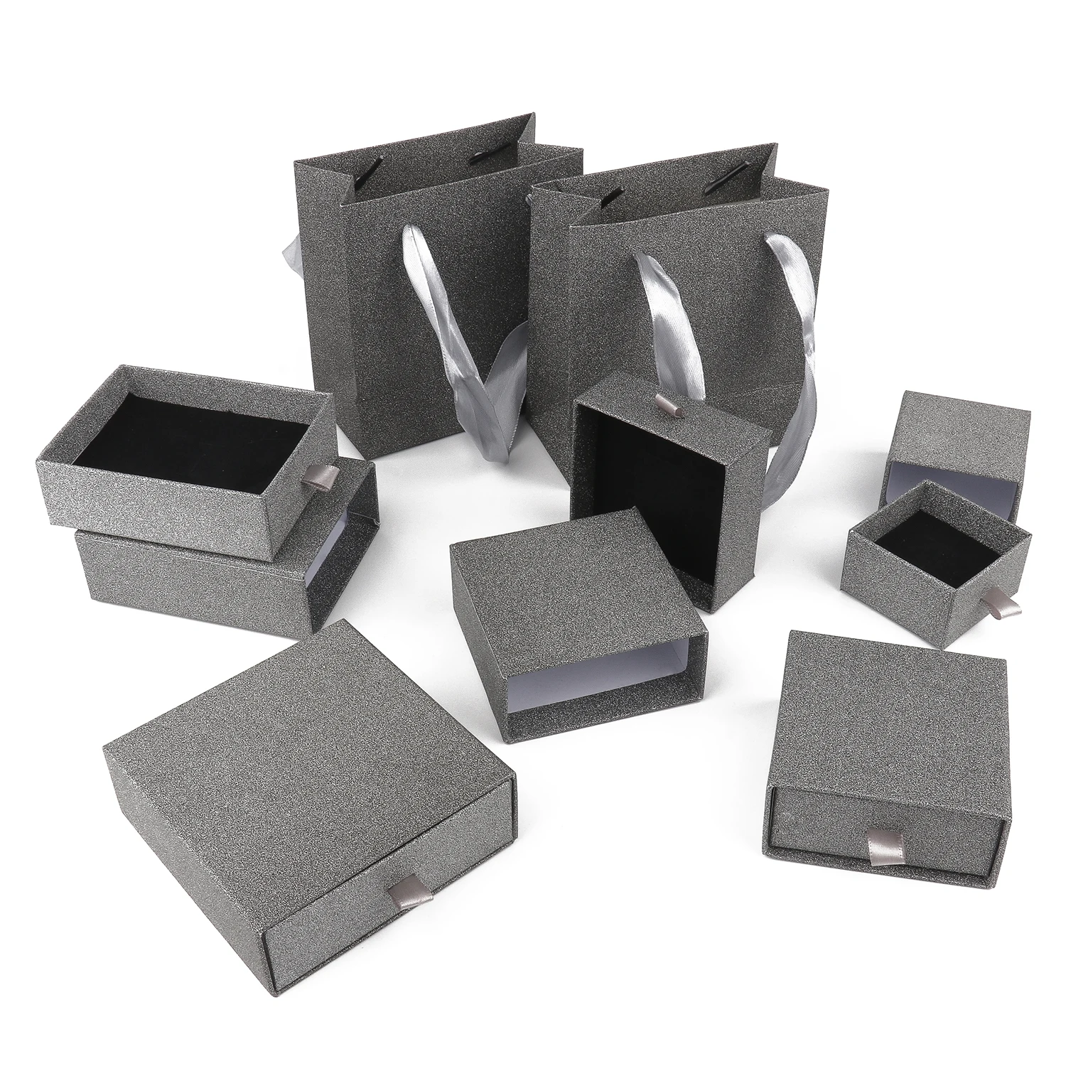 

1Pc Silver Kraft Paper Jewelry Gift Packaging Box Engagement Ring For Necklace Bracelet Party Wedding Drawer Display Storage Box