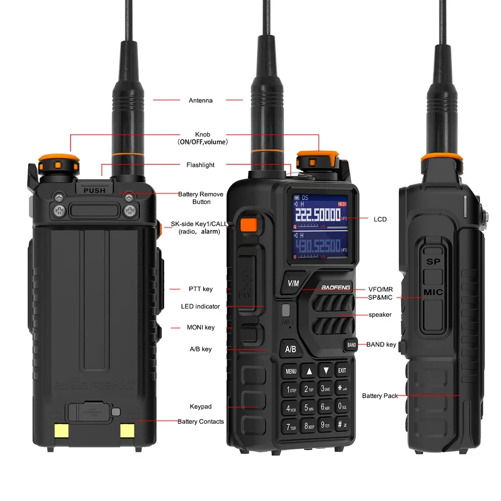 Baofeng 12W UV K5 Plus V2 Walkie Talkie Air Band AM Two Way Comumicador Station Amateur Ham Wireless Receiver Portable Radios 6