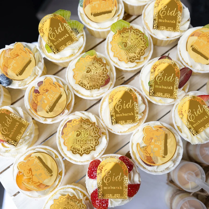 Golden Eid Mubarak Cake Decor Mirror Acrylic Cupcake Cake Topper Ramadan Decoration Islam Muslim Festival Party Supplies 10Pcs Party Decorations,Birthday Party Supplies,Cake Topper,Cake Decorations,Cake Toppers,Cupcake Supplies