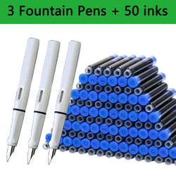 Fountain Pen Ink Set - 53-Piece Assortment in Black, Blue, Red for Writing and Calligraphy (K)