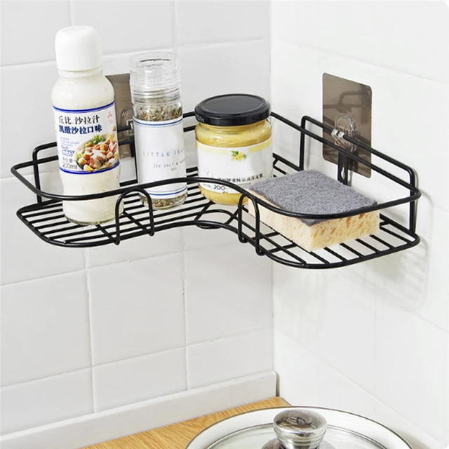 Corner shower rack plastic white shower suction cup rack suitable for  kitchen and bathroom, no drilling required, detachable - AliExpress