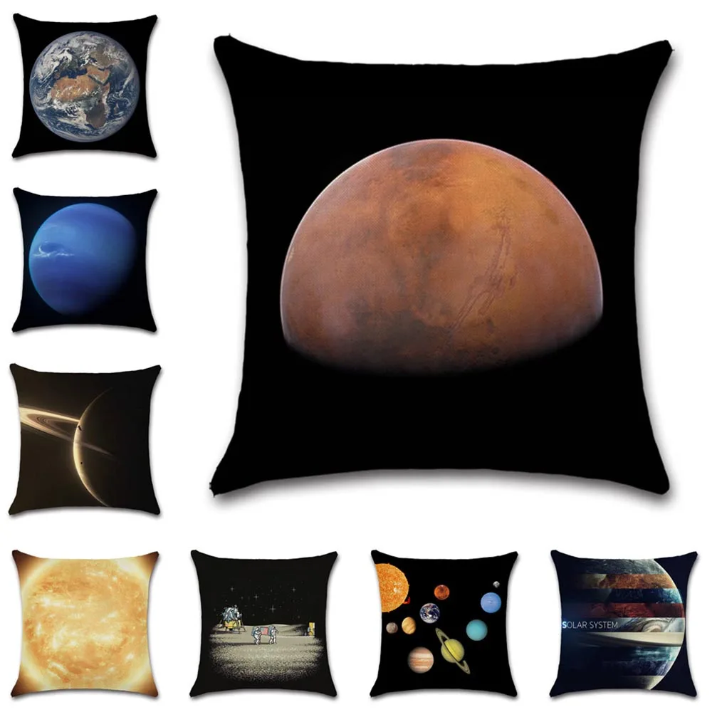 

Solar System Planet Earth Mars Sun Cushion Cover Decor Home Decorative Sofa Car Chair Living Room Throw Pillow Case