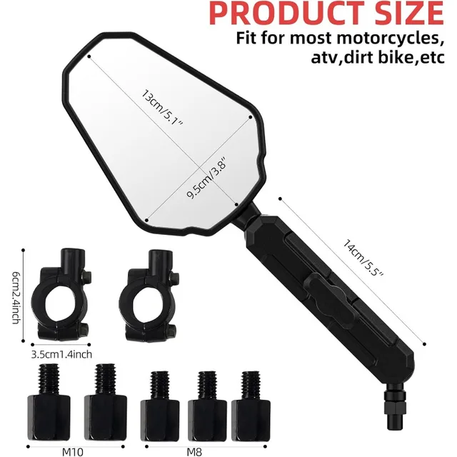 High-quality Universal Motorcycle Rearview Mirror Foldable and Adjustable Viewing Angle Motorcycle Side Mirror Reflector