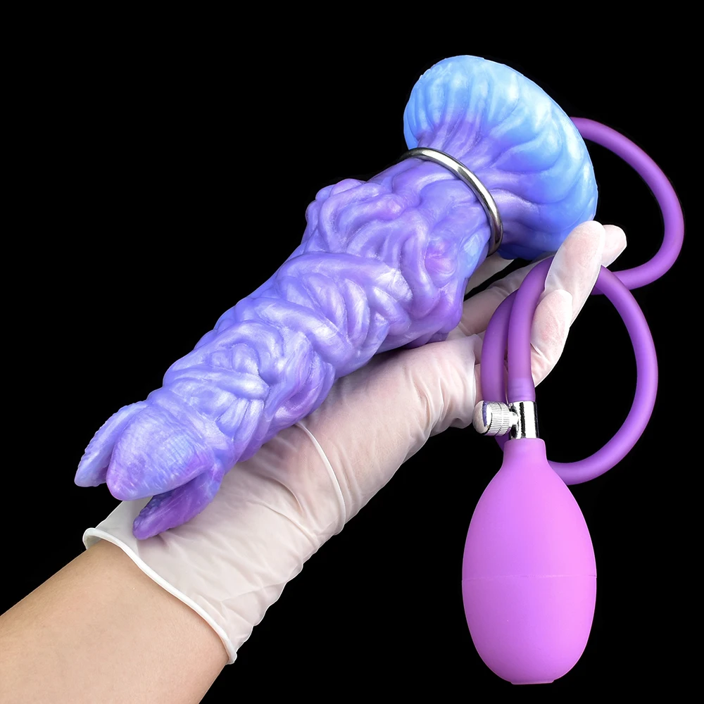COLMISS Silicone Pneumatic Ovipositor Dildo Lay Egg Ovipositors Inflatable Hollow Dildos Anal Plug Adult Game Sex Toys For Women