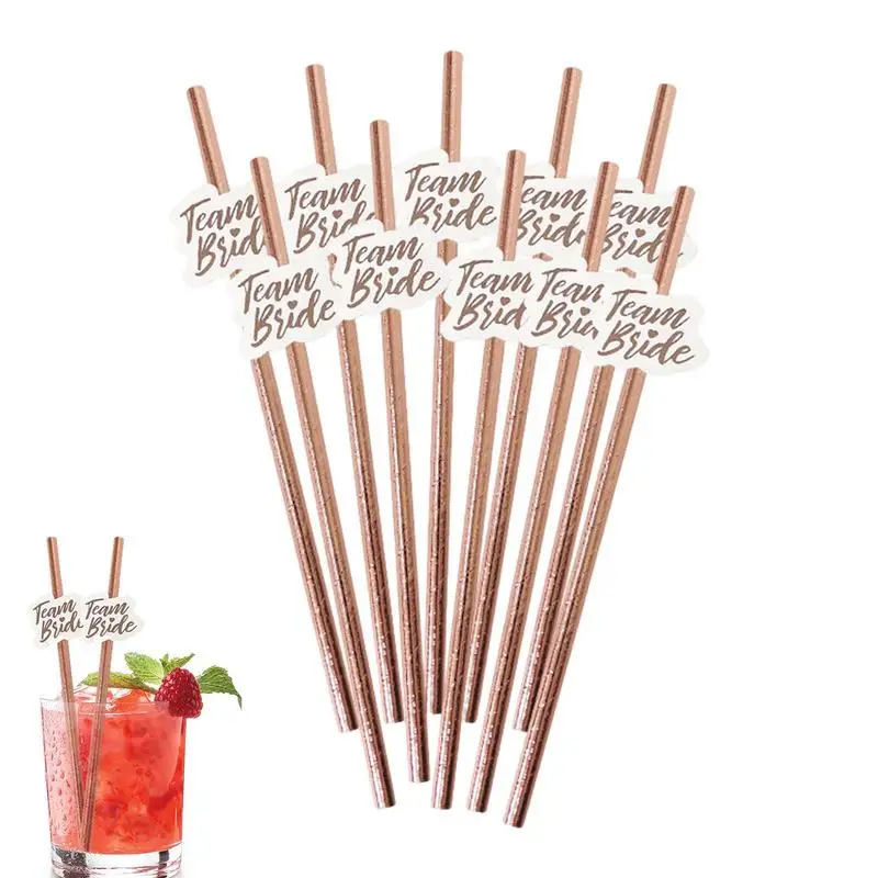 

New Bride Team Straws Bachelorette Party Rose Gold Straws Decoration Bridal Shower Wedding Party Supplies Set Of 10 Night Party